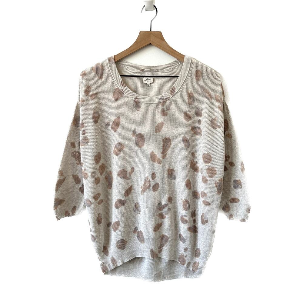 Artizia Wilfred Balzac Cashmere and Silk Leopard Ribbed Knit Top Sweater Size S